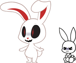 Size: 806x670 | Tagged: safe, alternate version, artist:tarkan809, derpibooru exclusive, imported from derpibooru, angel bunny, chikn nuggit, duo, evil, evil grin, g4, grin, iscream, show accurate, simple background, smiling, style comparison, style emulation, transparent background