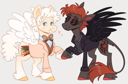 Size: 640x423 | Tagged: safe, artist:serendippertyy, imported from derpibooru, pegasus, pony, aziraphale, clothes, crossover, crowley, good omens, leonine tail, ponified, simple background, tail