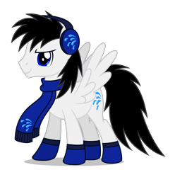 Size: 4200x4237 | Tagged: safe, artist:creedyboy124, imported from derpibooru, oc, oc:shane park, pegasus, clothes, earmuffs, male, scarf, simple background, smiling, socks, solo, stallion, transparent background, winter, winter outfit