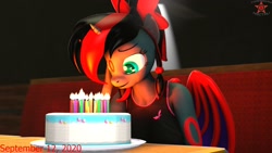 Size: 1920x1080 | Tagged: safe, artist:krasny noctali, oc, oc only, oc:krasny noctali, anthro, 3d, birthday cake, breasts, cake, clothes, food