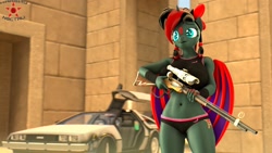 Size: 1920x1080 | Tagged: safe, artist:krasny noctali, oc, oc only, oc:krasny noctali, anthro, 3d, breasts, clothes, gun, weapon