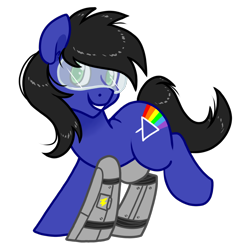 Size: 1100x1100 | Tagged: safe, artist:paperbagpony, imported from derpibooru, oc, oc:biff, derpibooru community collaboration, 2024 community collab, amputee, glasses, prosthetic limb, prosthetics, simple background, transparent background