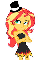 Size: 2616x3623 | Tagged: safe, imported from derpibooru, sunset shimmer, equestria girls, clothes, costume, female, fire, goddess, hat, hypno eyes, hypnosis, hypnotist, hypnotized, simple background, solo, sunset, transparent background