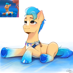 Size: 2048x2048 | Tagged: safe, artist:xiaowu07, imported from derpibooru, screencap, hitch trailblazer, earth pony, pony, spoiler:g5, spoiler:my little pony: make your mark, spoiler:my little pony: make your mark chapter 6, spoiler:mymc06e04, cute, g5, ice, male, my little pony: make your mark, my little pony: make your mark chapter 6, screencap reference, secrets of starlight, simple background, smiling, solo, stallion, white background