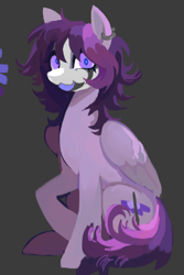 Size: 408x609 | Tagged: safe, artist:clowncarpal, imported from derpibooru, oc, oc only, pegasus, pony, ear piercing, female, gray background, mare, piercing, simple background, sitting, solo