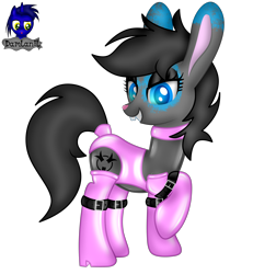 Size: 3840x4154 | Tagged: safe, artist:damlanil, imported from derpibooru, oc, oc:toxic plunge, earth pony, hybrid, original species, pony, rabbit, animal, bdsm, bodysuit, boots, bunnified, bunny ears, clothes, collar, commission, cute, dominant, eyeshadow, female, gloves, high heel boots, high heels, latex, latex boots, latex gloves, latex socks, latex suit, leotard, makeup, mare, rabbit pony, raised hoof, rubber, rubber suit, shiny, shoes, show accurate, simple background, skintight clothes, socks, solo, species swap, suit, transparent background, vector