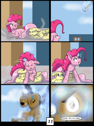 Size: 6000x8000 | Tagged: safe, artist:chedx, imported from derpibooru, fluttershy, pinkie pie, earth pony, pegasus, comic:learning with pibby glitch battles, comic, commission, community related, corrupted, crossover, fanfic, fanfic art, multiverse, scooby doo, scooby doo (character)