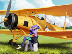 Size: 2000x1500 | Tagged: safe, artist:inowiseei, imported from derpibooru, oc, oc only, original species, pony, plane, solo