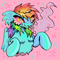 Size: 801x798 | Tagged: safe, artist:larvaecandy, imported from derpibooru, rainbow dash, pegasus, pony, blunt, commission, drugs, marijuana, scar, smoking, solo, surgery scar, top scars