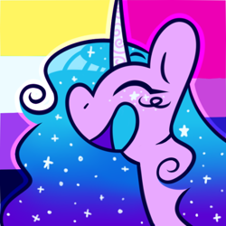 Size: 640x640 | Tagged: safe, artist:kenny, imported from derpibooru, izzy moonbow, pony, unicorn, bisexual, bisexual pride flag, bisexuality, g5, icon, nonbinary, nonbinary pride flag, pride, pride flag, solo