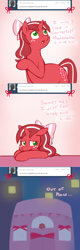 Size: 868x2725 | Tagged: safe, artist:redintravenous, imported from derpibooru, oc, oc:red ribbon, pony, unicorn, ask red ribbon, bow, female, hair bow, mare, solo