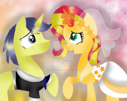 Size: 750x599 | Tagged: safe, artist:sapphirearts0123, imported from derpibooru, comet tail, sunset shimmer, pony, unicorn, cometshimmer, female, g4, male, mare, marriage, shipping, stallion, straight, wedding