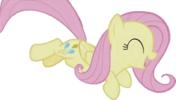 Size: 968x553 | Tagged: safe, edit, edited screencap, editor:incredibubbleirishguy, imported from derpibooru, screencap, fluttershy, magical mystery cure, she talks to angel, ^^, background removed, cropped, cute, cutie mark swap, eyes closed, happy, jumping, not a vector, pinkie pie's cutie mark, shyabetes, simple background, solo, transparent background