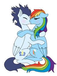 Size: 720x951 | Tagged: safe, artist:darindashiedo, artist:dasher666, edit, imported from derpibooru, rainbow dash, soarin', pegasus, pony, female, kiss on the lips, kissing, male, mare, ship:soarindash, shipping, simple background, stallion, straight, white background