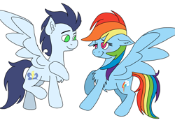 Size: 1003x720 | Tagged: safe, artist:dasher666, artist:tomcolt15, edit, imported from derpibooru, rainbow dash, soarin', pegasus, pony, female, male, mare, ship:soarindash, shipping, simple background, stallion, straight, white background