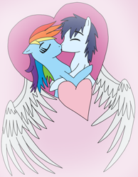 Size: 720x928 | Tagged: safe, artist:dasher666, artist:pba-anime-freak, edit, imported from derpibooru, rainbow dash, soarin', pegasus, pony, female, kiss on the lips, kissing, male, mare, ship:soarindash, shipping, stallion, straight