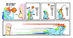 Size: 1550x815 | Tagged: safe, artist:bixels, imported from derpibooru, fluttershy, rainbow dash, pegasus, pony, basketball, comic, crying, female, lesbian, ship:flutterdash, shipping, snot, sports