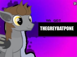 Size: 663x487 | Tagged: artist needed, safe, imported from derpibooru, oc, oc only, oc:devin, bat pony, pony, banned from equestria daily, 1000 hours in ms paint, gradient background, male, meme, purple background, simple background, smiling, stallion, ya got