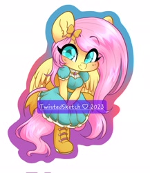 Size: 1778x2048 | Tagged: safe, artist:twisted-sketch, imported from derpibooru, fluttershy, anthro, pegasus, plantigrade anthro, blushing, boots, clothes, cute, dress, eyebrows, eyebrows visible through hair, female, looking at you, mare, outline, shoes, shyabetes, signature, simple background, smiling, smiling at you, solo, white background