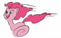 Size: 2048x1288 | Tagged: safe, artist:mayugraffiti, imported from derpibooru, pinkie pie, earth pony, pony, cartoon physics, female, mare, pinkie being pinkie, running, simple background, solo, wheel o feet, white background, windswept mane