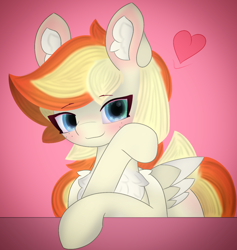 Size: 3128x3304 | Tagged: safe, artist:sodapop sprays, imported from derpibooru, oc, oc only, oc:sodapop sprays, pegasus, pony, chest fluff, ear fluff, female, freckles, happy, in love, looking at you, mare, pegasus oc, simple background, smiling, smiling at you, solo, wings