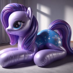 Size: 1024x1024 | Tagged: safe, imported from derpibooru, balloon pony, inflatable pony, ai content, ai generated, inflatable, purple pony, saddle, tack