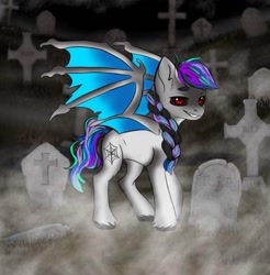 Size: 819x831 | Tagged: artist needed, safe, imported from derpibooru, oc, bat pony, concave belly, gravestone, hoof fluff, leg fluff, spread wings, unshorn fetlocks, wings