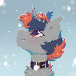 Size: 1800x1800 | Tagged: safe, artist:mirtash, imported from derpibooru, oc, oc only, pony, unicorn, horn, snow, snowfall, solo, unicorn oc