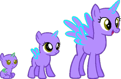 Size: 511x335 | Tagged: safe, artist:softybases, imported from derpibooru, oc, oc only, alicorn, pony, age progression, alicorn oc, baby, baby pony, bald, base, female, filly, foal, horn, mare, older, open mouth, open smile, simple background, smiling, spread wings, transparent background, trio, trio female, wings