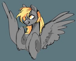 Size: 1068x860 | Tagged: safe, artist:clowncarpal, imported from derpibooru, derpy hooves, pony, colored sketch, female, green background, mare, simple background, sketch, solo