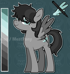Size: 530x558 | Tagged: safe, artist:clowncarpal, imported from derpibooru, oc, oc only, oc:inky quills, pegasus, pony, male, reference sheet, solo, stallion
