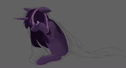 Size: 928x502 | Tagged: safe, artist:clowncarpal, imported from derpibooru, twilight sparkle, pony, unicorn, colored sketch, female, gray background, mare, simple background, sketch, solo, unicorn twilight, wip