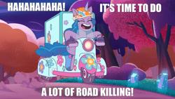 Size: 1280x720 | Tagged: safe, edit, edited screencap, imported from derpibooru, screencap, izzy moonbow, earth pony, pony, funny, g5, goofy, insanity, meme, motorcycle, my little pony: tell your tale, the rise and fall