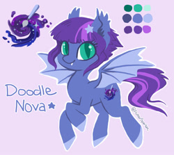 Size: 900x802 | Tagged: safe, artist:dragonspirit469, imported from derpibooru, oc, oc only, oc:doodle nova, bat pony, pony, female, mare, reference sheet, snaggletooth, solo