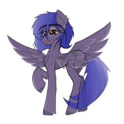 Size: 754x754 | Tagged: safe, artist:門久, imported from derpibooru, oc, oc only, pegasus, pony, concave belly, hooves, long legs, raised hoof, simple background, slender, slim, solo, spread wings, thin, transparent wings, white background, wings