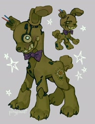 Size: 1568x2048 | Tagged: safe, artist:p0nyplanet, imported from derpibooru, oc, oc only, pony, robot, robot pony, animatronic, bowtie, five nights at freddy's, ponified, solo, springtrap