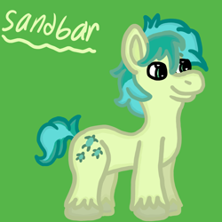 Size: 1000x1000 | Tagged: safe, artist:mintwhistle, imported from derpibooru, sandbar, earth pony, pony, colored hooves, colt, foal, g4, green background, male, medibang paint, simple background, smiling, solo, teenager, unshorn fetlocks