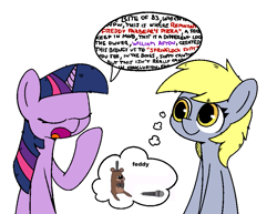 Size: 849x657 | Tagged: safe, imported from derpibooru, derpy hooves, twilight sparkle, pony, dialogue, five nights at freddy's, meme, simple background, white background
