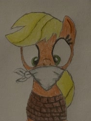 Size: 3024x4032 | Tagged: safe, imported from derpibooru, applejack, bondage, bound and gagged, cloth gag, damsel in distress, gag, hatless, kidnapped, missing accessory, tied up