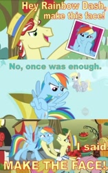 Size: 584x927 | Tagged: safe, edit, edited screencap, imported from derpibooru, screencap, derpy hooves, flim, rainbow dash, comic, dashface, screencap comic, super speedy cider squeezy 6000