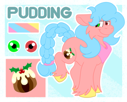 Size: 2500x2000 | Tagged: safe, artist:euspuche, imported from derpibooru, oc, oc:pudding shimmer age, earth pony, heterochromia, looking back, reference sheet, smiling