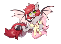 Size: 1639x1178 | Tagged: safe, artist:swaybat, imported from derpibooru, oc, oc only, oc:swaybat, bat pony, derpibooru community collaboration, 2024 community collab, hoof hold, plushie, simple background, solo, transparent background