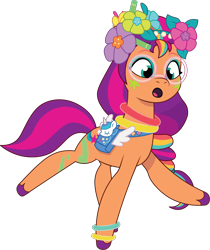 Size: 1176x1399 | Tagged: safe, artist:prixy05, imported from derpibooru, sunny starscout, earth pony, pony, bridlewoodstock, bridlewoodstock (tell your tale), female, g5, mane stripe sunny, mare, my little pony: tell your tale, satchel, simple background, solo, transparent background, vector