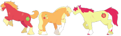 Size: 4337x1281 | Tagged: safe, artist:kitschykricket, imported from derpibooru, apple bloom, applejack, big macintosh, pony, alternate cutie mark, hoers, older, scar, simple background, transparent background