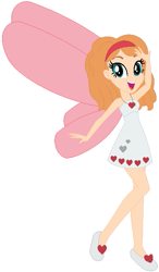 Size: 365x625 | Tagged: safe, artist:pupkinbases, artist:user15432, imported from derpibooru, fairy, equestria girls, base used, clothes, crossover, equestria girls style, equestria girls-ified, fairy wings, hand on head, headband, heart, jewelry, looking at you, necklace, open mouth, open smile, phoebe the fashion fairy, pink wings, rainbow magic (series), shoes, simple background, smiling, strapless, white background, white dress, wings