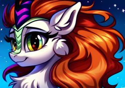 Size: 4096x2880 | Tagged: safe, editor:felisamafeles, imported from derpibooru, autumn blaze, kirin, pony, ai content, ai generated, chest fluff, colourful eye, cute, ear fluff, fluffy, fluffy hair, fur, generator:pony diffusion v5.5, generator:stable diffusion, night, night sky, sky, smiling, solo, stars