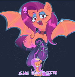 Size: 2475x2535 | Tagged: safe, artist:maremagnet, imported from derpibooru, fluttershy, bat pony, bat ponified, chains, clothes, fangs, female, flutterbat, g4, heart, latex, latex socks, lidded eyes, mare, race swap, red eyes, socks