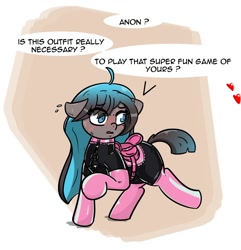 Size: 1194x1239 | Tagged: source needed, safe, artist:n-o-n, imported from derpibooru, oc, oc only, oc:tundra sparkle, pony, clothes, female, gloves, latex, latex gloves, latex socks, latex suit, mare, socks