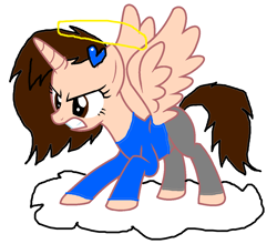 Size: 1196x1054 | Tagged: safe, artist:chloemay16, imported from derpibooru, oc, oc:chloe, alicorn, derpibooru community collaboration, 2024 community collab, alicorn oc, angel, female, horn, meta, solo, solo female, wings