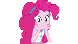 Size: 1920x1080 | Tagged: safe, artist:eliboyproductions, edit, edited screencap, imported from derpibooru, screencap, pinkie pie, human, equestria girls, female, g4, hand on face, not a vector, simple background, smiling, solo, transparent background